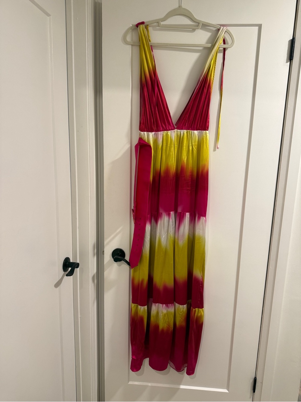 Lovers + Friends Pink, Yellow & White Tie-Dye Maxi Dress